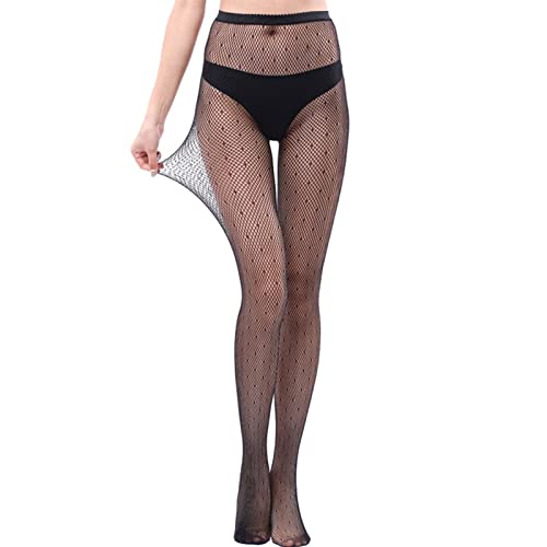 TIMIYUYU Sexy Strumpfhosen Netzstrümpfe Elastisch Hohe Taille Strümpfe Strumpfhosen für Damen Schenkelhohe Mesh Strümpfe Fischnet Strumpfhose Schwarz Strümpfe Mesh Spitze Strumpfhosen (a-I, One Size) von TIMIYUYU