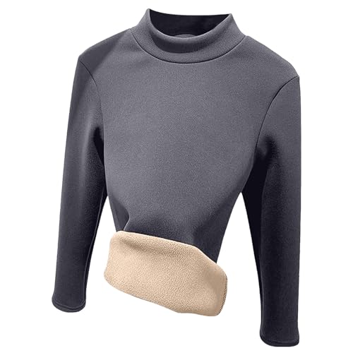 Thermounterwäsche Damen Fleece Thermo Unterwäsche Rollkragenpullover Silm Fit Thermo Unterhemd Winter Thermal Base Layer Langarm Unterziehshirt Rollkragen Rollkragenpullover Stretch (Dark Gray, M) von TIMIYUYU
