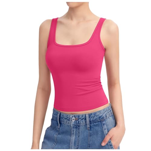 Trägerhemd Formende Tank Top Breiter Riemen Camisole Basic Tank Tops Bauchweg Shapewear Sport Tanktop Figurformendes Camisole Shaping Hemd Bequeme Unterhemden für Frauen Untershirt (Hot Pink, S) von TIMIYUYU