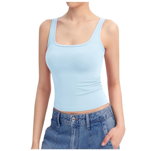 Trägerhemd Formende Tank Top Breiter Riemen Camisole Basic Tank Tops Bauchweg Shapewear Sport Tanktop Figurformendes Camisole Shaping Hemd Bequeme Unterhemden für Frauen Untershirt (Light Blue, S) von TIMIYUYU