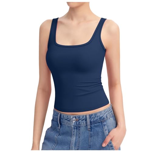 Trägerhemd Formende Tank Top Breiter Riemen Camisole Basic Tank Tops Bauchweg Shapewear Sport Tanktop Figurformendes Camisole Shaping Hemd Bequeme Unterhemden für Frauen Untershirt Ärmellos (Navy, S) von TIMIYUYU
