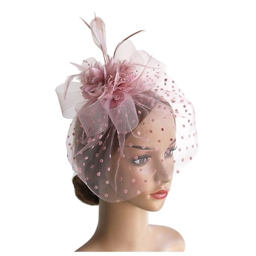 Vintage Schleier Hut Mesh Feder Stirnband Damen Fascinator Hut Braut Kopfschmuck Haarschmuck Party Kirche Hochzeit Cocktail Haarschmuck Elegant Netzschleier Vintage Headwear Haar Accessoire (One Size) von TIMIYUYU
