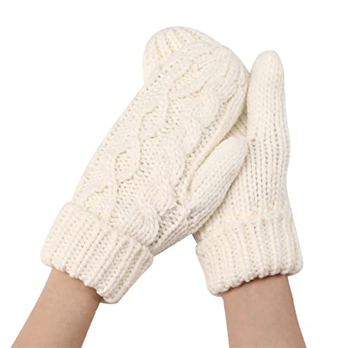 Warme Handschuhe Winddicht Winterhandschuhe Strick Handschuhe Armstulpen Pulswärmer Fäustlinge Handwärmer Handstulpen Thermohandschuhe Handstulpen Gestrickte Handschuhe Outdoor (White, One Size) von TIMIYUYU