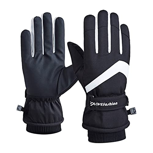 Winterhandschuhe Herren Damen Skihandschuhe Snowboardhandschuhe Fahrradhandschuhe Schnee Handschuhe Winter Wasserdicht Fahrrad Gloves Fingerhandschuhe für Schnee Motorradfahren Radfahren (White, L) von TIMIYUYU