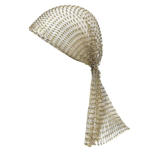 Bling Hohl Kopfschmuck Schleier Kappe Fischnetz Elastisches Stirnband mit Strass Hohl Mesh Kopfbedeckung Haarreifen Kristall Turban Kappe Glänzend Flapper Kopftuch Kopftuch Haarschmuck für Frauen von TINAYAUE