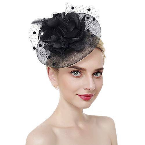 Damen Vintage Mesh Haarschmuck Elegante florale Haarspange kreativer Haargummi Mode Feder Blumen Kopfschmuck Bräute Haarschmuck hübsch Haarnadel für Hochzeit Cocktail Kirche Jockey Club Konzerte von TINAYAUE