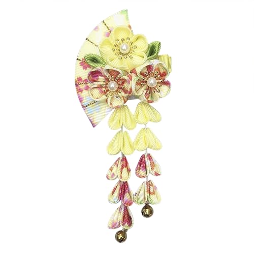 Frauen Japanische Haarspangen Mädchen Hübsche Kimono Hairclips Japanische Fransen Haarschmuck Kimono Geisha Haargummi Blume Haarspange Exquisite Braut Haar Accessoires von TINAYAUE
