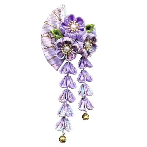 Frauen Japanische Haarspangen Mädchen Hübsche Kimono Hairclips Japanische Fransen Haarschmuck Kimono Geisha Haargummi Blume Haarspange Exquisite Braut Haar Accessoires von TINAYAUE