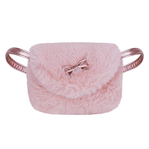 Kinder Plüschtasche Nette Prinzessin Messenger Bag Mädchen Umhängetasche mit Schleife Kleinkind Mini-Handtasche Baby Bowknot Schlüssel Studentenausweis Flauschig Geldbörse für 3-8 Jahren Baby von TINAYAUE