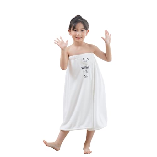 Mädchen Saunakleider Kinder Weicher Saunarock Niedliches Cartoon Tier Badetuch mit Klettverschluss Verstellbares Badehandtuch Saugfähig Bademantel Hautfreundlich Saunatuch Panda, Kaninchen, Frosch von TINAYAUE