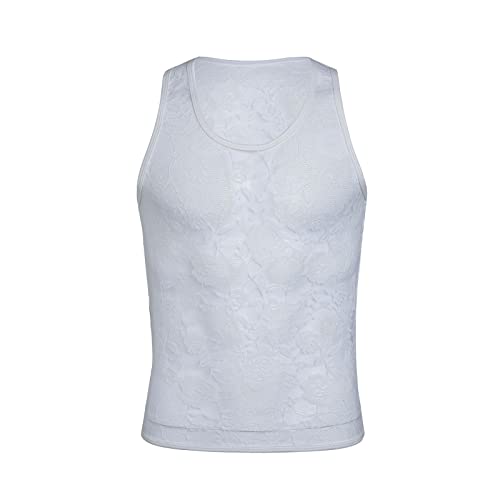 Männer sexy atmungsaktiv Weste Herren ärmellose Einteiler Singlets Strümpfe Kurzarm Aushöhlen Leicht Netzhemd Perspektive durchsichtige Unterwäsche transparent Mesh-Weste mit Rundhalsausschnitt von TINAYAUE