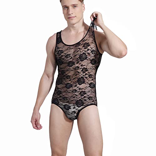 Männer sexy atmungsaktiv Weste Herren ärmellose Einteiler Singlets Strümpfe Kurzarm Aushöhlen Leicht Netzhemd Perspektive durchsichtige Unterwäsche transparent Mesh-Weste mit Rundhalsausschnitt von TINAYAUE