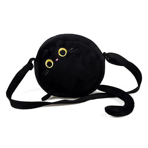 Niedliche Katze Crossbody Tasche Mädchen Plüsch Handtasche Frauen Weiche Handytasche Mode Cartoon Tier Schultertasche Mini Umhängetasche für Büro, Schule, Reisen, Einkaufen von TINAYAUE