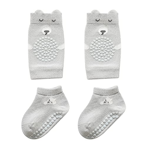 TINAYAUE Baby Krabbelsocken Kleinkinder Knieschoner Socken Antirutsch-Krabbelhilfe Neugeborenes Cartoon Sportsocken mit Gummipunkte Warme Weich Anti-Rutsch-Strümpfe Knieschützer für 1-4 Jahren Kinder von TINAYAUE