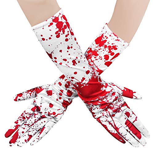 TINAYAUE Halloween Blut Handschuhe Weiche Blutflecken Handschuhe Terror Handschuhe Blutige Unheimlich Handschuhe Rollenspiel Kostüm Zubehör für Halloween Karneval Cosplay von TINAYAUE