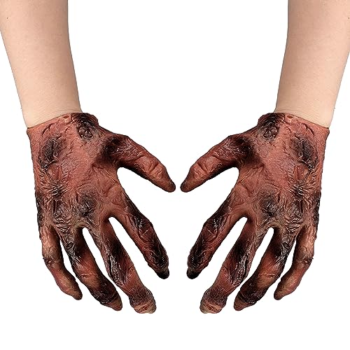 TINAYAUE Halloween Skelett Handschuhe Weiche Latexhandschuhe Atmungsaktive Handschuhe Schreckliche Kostüm Accessoires für Halloween, Karneval, Cosplay, Mottopartys, Kostüm Requisiten von TINAYAUE