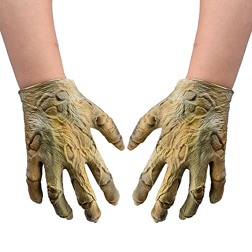 TINAYAUE Halloween Skelett Handschuhe Weiche Latexhandschuhe Atmungsaktive Handschuhe Schreckliche Kostüm Accessoires für Halloween, Karneval, Cosplay, Mottopartys, Kostüm Requisiten von TINAYAUE