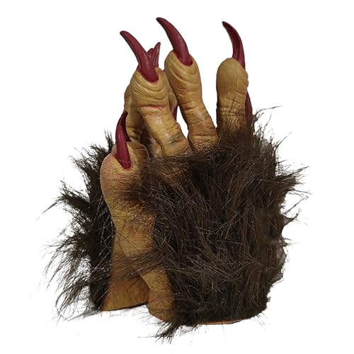 TINAYAUE Pelzige Tierhandschuhe Gruselige Werwolf Handschuhe Monster Handschuhe mit langen Nägeln Weich Bestie Handschuhe Monster Kostüm Zubehör für Halloween, Karneval, Cosplay von TINAYAUE