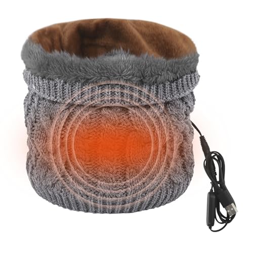 TINAYAUE Unisex Beheizter USB-Schal Warmer Winterschal verdickter Plüsch Halswärmer Weicher Strickschal Winddicht Nackenwärmer Gestricktes Halstuch für Radfahren, Wandern, Reisen, Bergsteigen von TINAYAUE