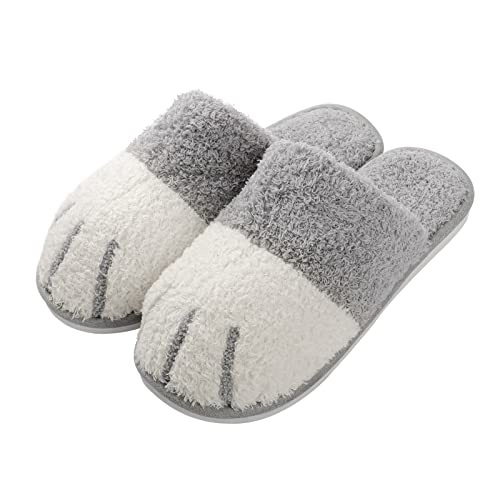 Unisex Niedliche Cartoon-Katzenpfotenpantoffel Damen Herren Herbst Winter Plüsch warme Hausschuhe Weiche rutschfeste Pantoffeln Weihnachts Home Slippers für Gäste Indoor Outdoor Junge, Mädchen von TINAYAUE