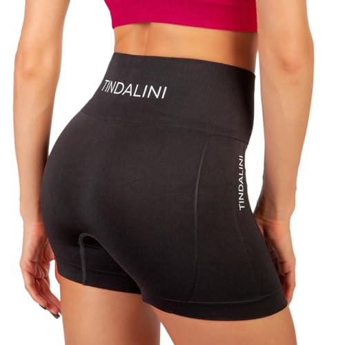 TINDALINI Schwarze Kurze Hose Damen - Pole Dance Outfit - Sport Shorts Damen - Scrunch Shorts für Yoga, Tanzen, Gym - Sporthose Damen - Sportbekleidung für Damen S/M von TINDALINI