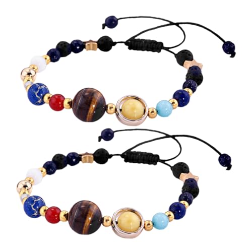 2 Stück Armband mit Stern Mondperlen Handgefertigter Schmuck für Sonnensystem für Reisen Partys Einzigartiges Design für Jungen von TINEASUR