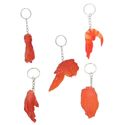TINEASUR 5stücke Simulation Lebensmittel Schlüsselanhänger Teiliges Modell Mit Hähnchenflügel Hähnchenkeule Und Mehr Lustige Dekoration Für Taschen Rucksäcke Und Schlüssel von TINEASUR