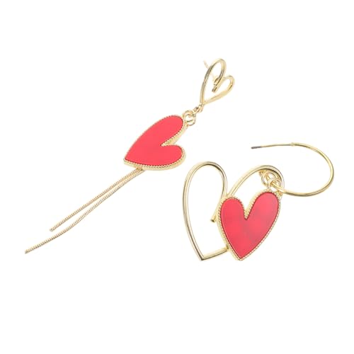 TINEASUR Herzohrringe Für Damen Glockenohrringe Mit Quastenschmuck Asymmetrisches Design Metallohrringe Süß Und Stilvoll von TINEASUR