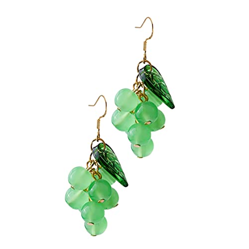 TINEASUR 1 Paar Weintraube Ohrringe Traubenohrringe grün Ohrringe Obst Schmuckstücke für einen originellen Look Ohrringe mit Traubenmotiv Ohrschmuck geschenkt Ohr Zubehör Plastik Green von TINEASUR