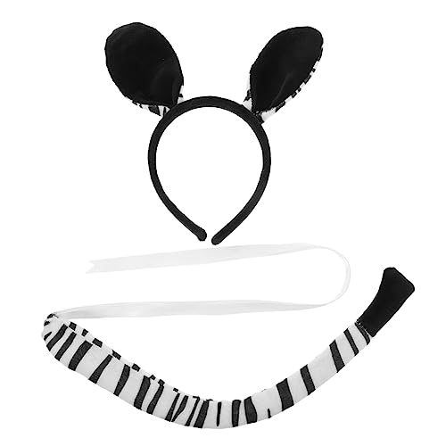 TINEASUR Zebraohren Und Schwanzset Für Tierkostüm Zebraohr-stirnband Und Zum Verkleiden Zebra-design Für Partys Und Cosplay Leicht Auszuziehen von TINEASUR