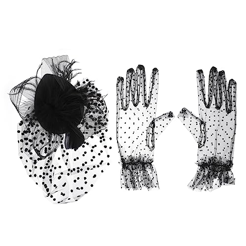 TINEASUR Hut Und Handschuhe Für Damen Einfarbig Hut Mit Dekorativen Handschuhen Schickes Party-kopfbedeckung von TINEASUR