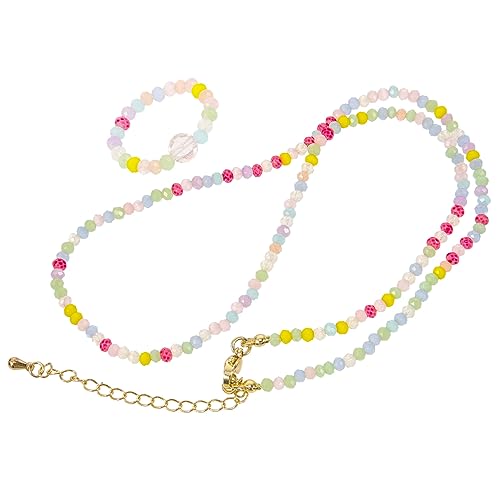 TINEASUR Perlenkette Für Damen Perlenring Perlenschmuck Trendige Halskette Finger Ringe Bunter Schmuck Für Frauen Glatte Kanten Leichtes Material von TINEASUR