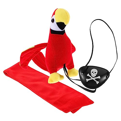 TINEASUR Piraten Cosplay Kostüm Zubehör 3PCS Papagei Stirnband Augenklappen Party Requisiten Set von TINEASUR