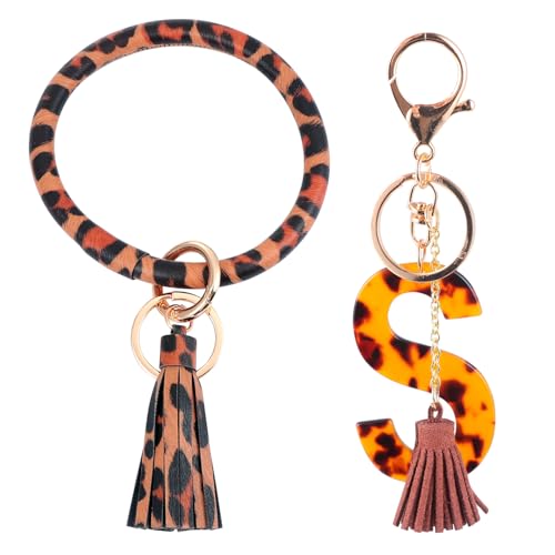TINEASUR 1 Satz Schlüsselanhänger Anhängerstopper Für Armbänder Schlüsselarmband Charms Armbänder Alphabet-schlüsselring Armreifen Für Damen Taschenanhänger Leder von TINEASUR