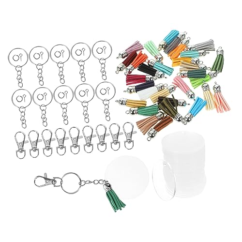 TINEASUR 1satz Acryl Schlüsselanhänger Set Mit Blanko Schlüsselringen Inkl Quasten Sprengringen Und Zubehör Für Kreative Bastelprojekte Bastelset Für Individuelle Schlüsselanhänger von TINEASUR