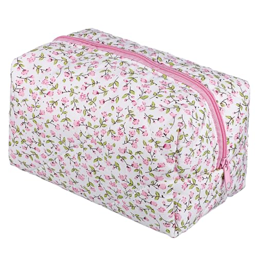TINEASUR Elegante Gesteppte Make-up-Tasche Ästhetischer Organizer Reißverschluss Tragbares Reiseetui Make-up-pinselhalter Für Frauen von TINEASUR