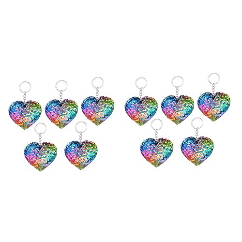 TINEASUR 10 STK Schlüsselanhänger in Herzform weihnachtskrippe tischläufer Weihnachten weihnachen Niedliche Schlüsselanhänger Flip-Glitzer-Charme schlüsselring Taschenanhänger Colorful von TINEASUR