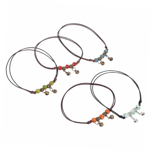 TINEASUR 10 Stück Teiliges Boho Fußkettchen Verstellbar Handgefertigt Geflochten mit Vintage Keramikperlen für Damen Mädchen Modischer Ethno Schmuck Sommer Freizeit von TINEASUR