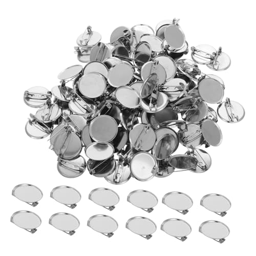 TINEASUR 100 Stück Broschenverschluss Pin Backs Brosche Herstellung Versorgung Anstecknadel Flache Tabletts Brosche Verschluss Pin Corsage Lünette Tablett DIY Brosche Zubehör Brosche von TINEASUR
