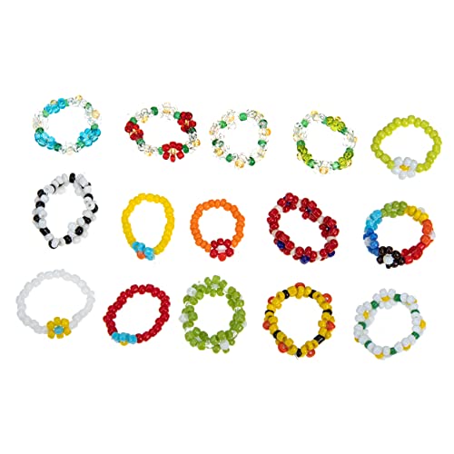 TINEASUR 15stücke Blumenperlenringe Fingerringe Aus Hochwertigen Materialien Ästhetische Ringe Für Frauen Schmuck Für Besondere Anlässe von TINEASUR