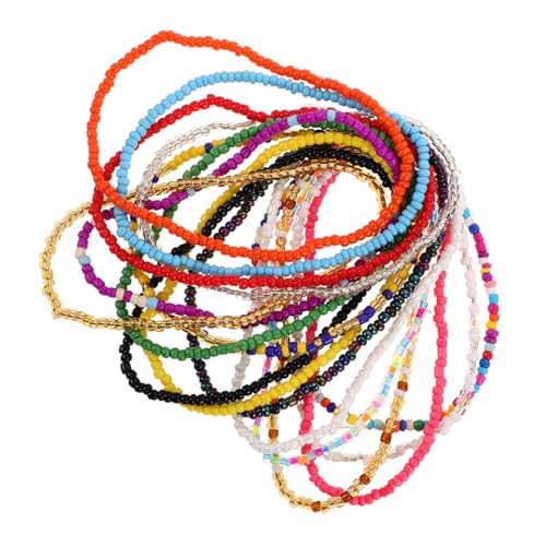 TINEASUR 17stücke Perlenfußkettchen Für Damen Handgefertigtes Boho-perlenarmband Set Mit Glasperlen Elastisch Für Hawaii-Partys Vielseitig Tragbar Als Fußkettchen Oder Armband von TINEASUR