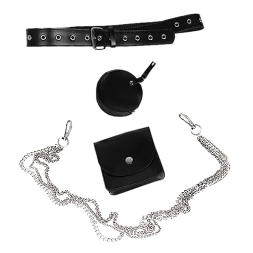 TINEASUR Kleiner Hüfttasche Aus Metall Und Abnehmbare Gürteltasche Mit Hip-hop-Motiven Verstellbarer Kettengürtel Für Frauen Stylische Tasche Im Punk-Stil von TINEASUR