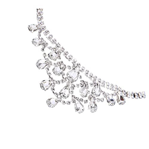 TINEASUR Elegantes Braut-stirnband Hochzeitsschmuck Brauthaarband Brautkopfbedeckung Damen-kopfschmuck Silberfarben Elastisches Haarband von TINEASUR