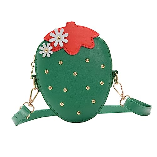 TINEASUR Erdbeer Münztasche Aus Pu Modische Geldbörse Für Junge Mädchen Einfaches Portemonnaie Mit Umhängetasche Kindertasche Mit Verstellbarem Schultergurt von TINEASUR