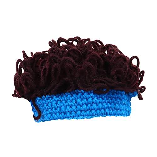 TINEASUR 1stk Handgefertigte Perückenkappe -mädchen-hut Kind Neugeborenenmütze Halloweenkostüm Vollkappenperücken Gestrickte Perückenmütze Mädchen Hut Garn Blue von TINEASUR