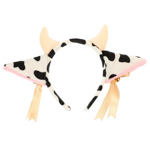 TINEASUR Kuh Stirnband Mit Schleife Und Glocke Haarreif Aus Metall Und Plüsch Für Festival Party Headwear Dekorativer Kopfschmuck Accessoire Für Bühne Und Feiern von TINEASUR