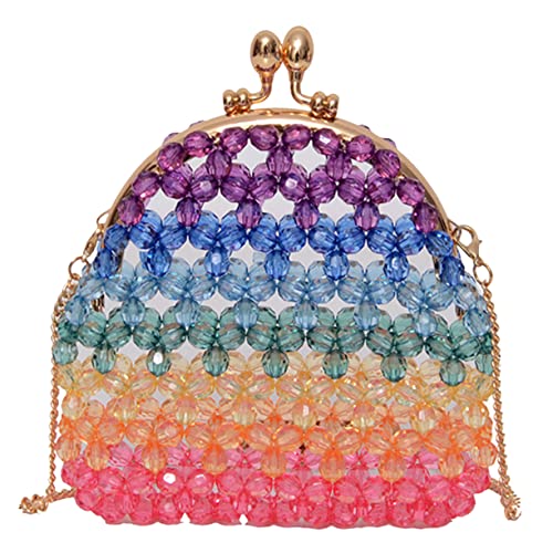 TINEASUR Perltasche Handgefertigt Bunte Umhängetasche Für Damen Perlentasche Aus Ausgehöhlten Acrylperlen Geeignet Für Handy Geldbörse Und Schlüsselring von TINEASUR