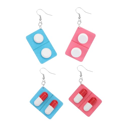 TINEASUR 2paare Lustige Medizinbrett-ohrhänger Für Frauen Baumelnde Ohrschmuck Grün Rosa Ohrstecker Für Cosplay Und Maskerade von TINEASUR