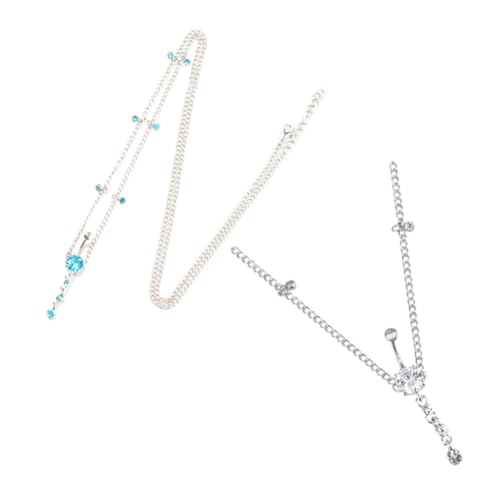 TINEASUR 2Stk Strass Bauchketten Taillenkette mit Anhänger Bauchnabelpiercing Umweltfreundlichem Material für Festivals und Körperkette für Frauen von TINEASUR