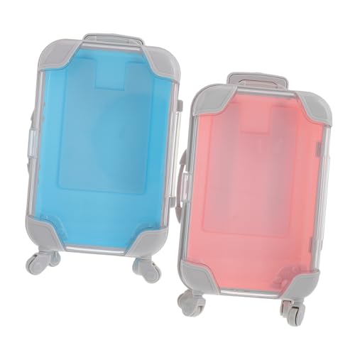 TINEASUR 2 Stück Mini Make Up Koffer Kunststoff Reise Kosmetikboxen Luggage Style Lash Cases für Mädchen mit Realistischem Design Leicht Robust Tragbar für Aufbewahrung und Reisen von TINEASUR